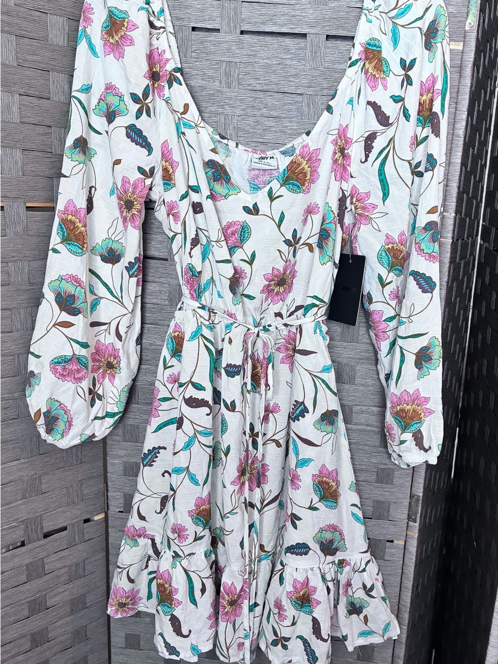 Hurley White Mini Dress with Pink & Teal Floral